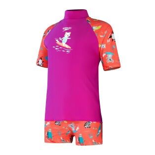 Speedo Digital Short Sleeve Rash Top Set JR - lasten uimapuku 2 YRS / 2 YRS, 4 Y