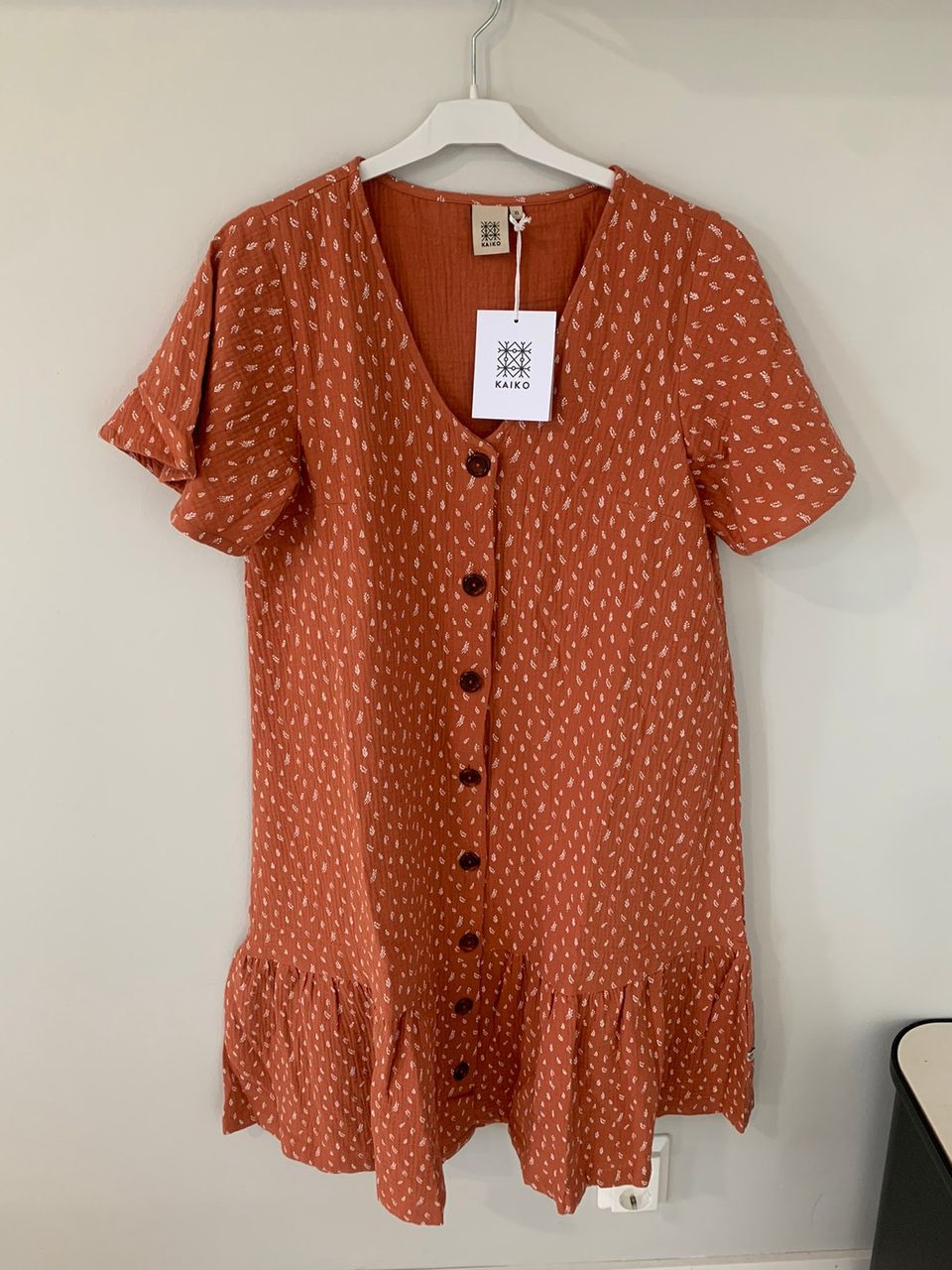 UUSI Kaiko Frill Button Dress Vintage Leaf, XS