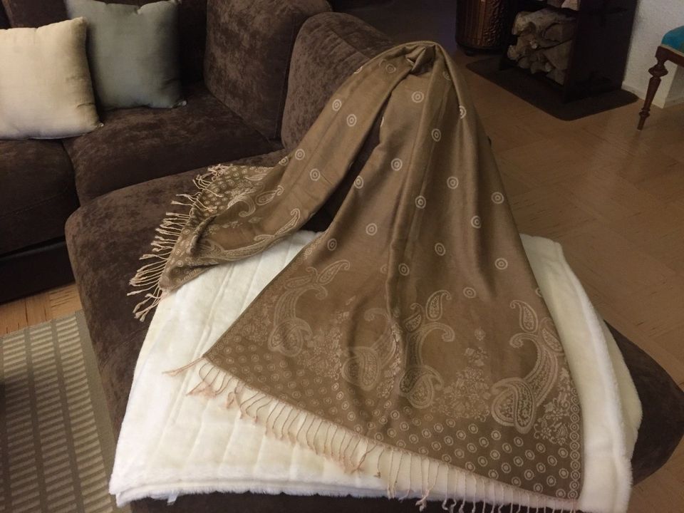 Vive beige kuviollinen pashmina hartiahuivi