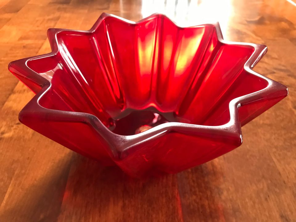 Walther glass punainen lasimalja vintage