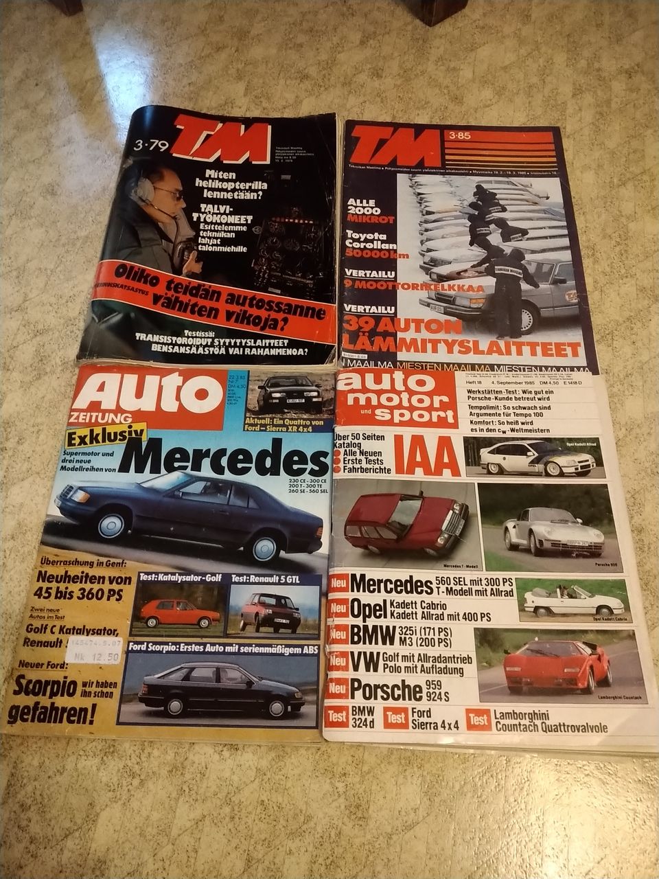 TM 3/79 ja 3/85, Auto Zeitung 3/85, Auto Motor und Sport 9/85