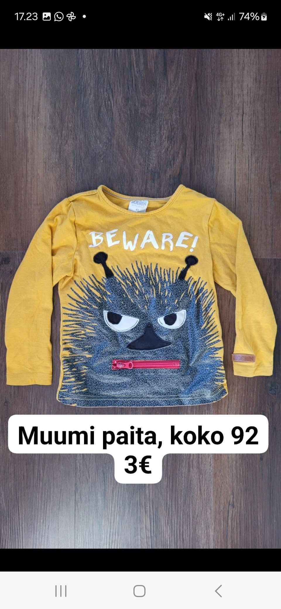 Muumi paita koko 92