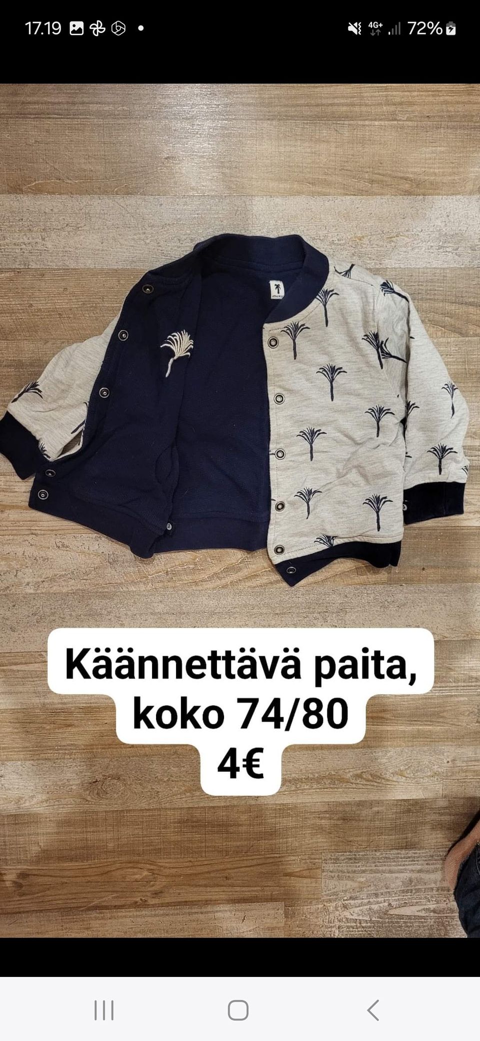 Käännettävä paita 74/80