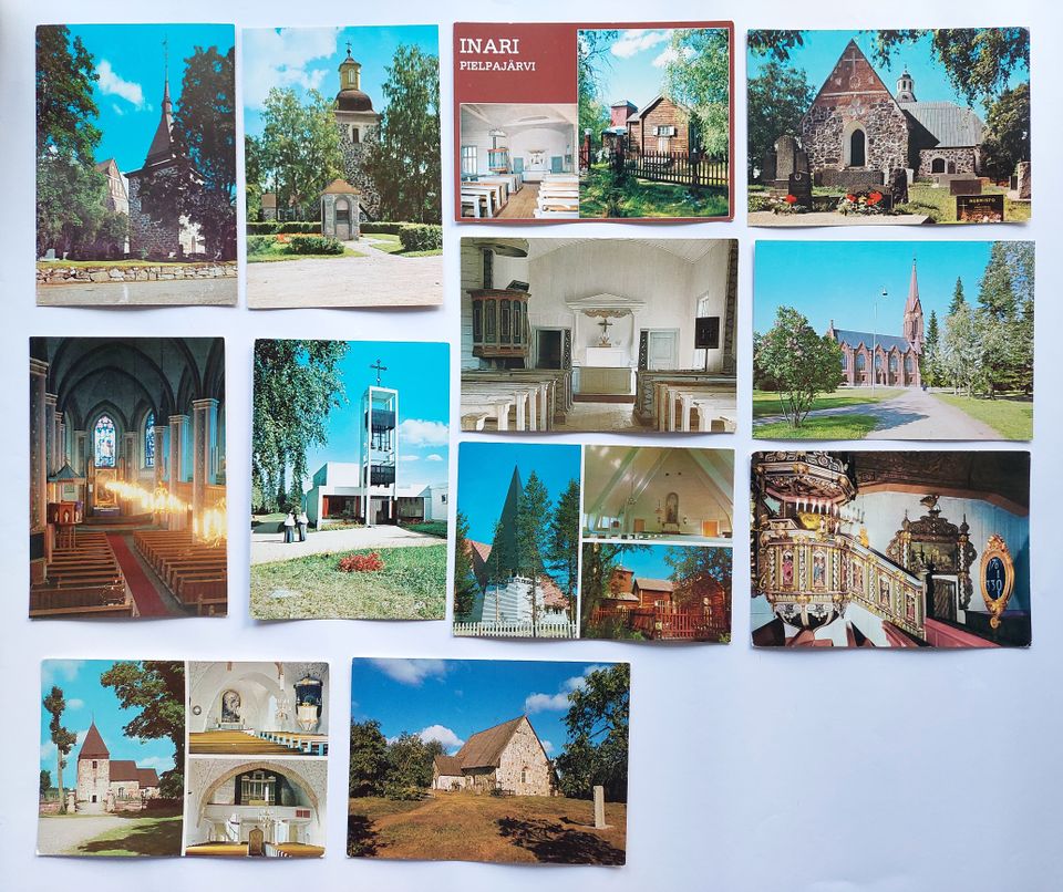 Vanha postikortti 11 kpl aiheena kirkko