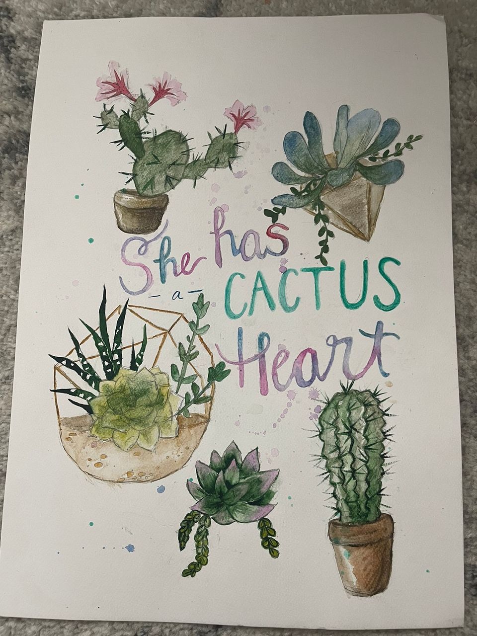 Kaktus vesivärimaalaus