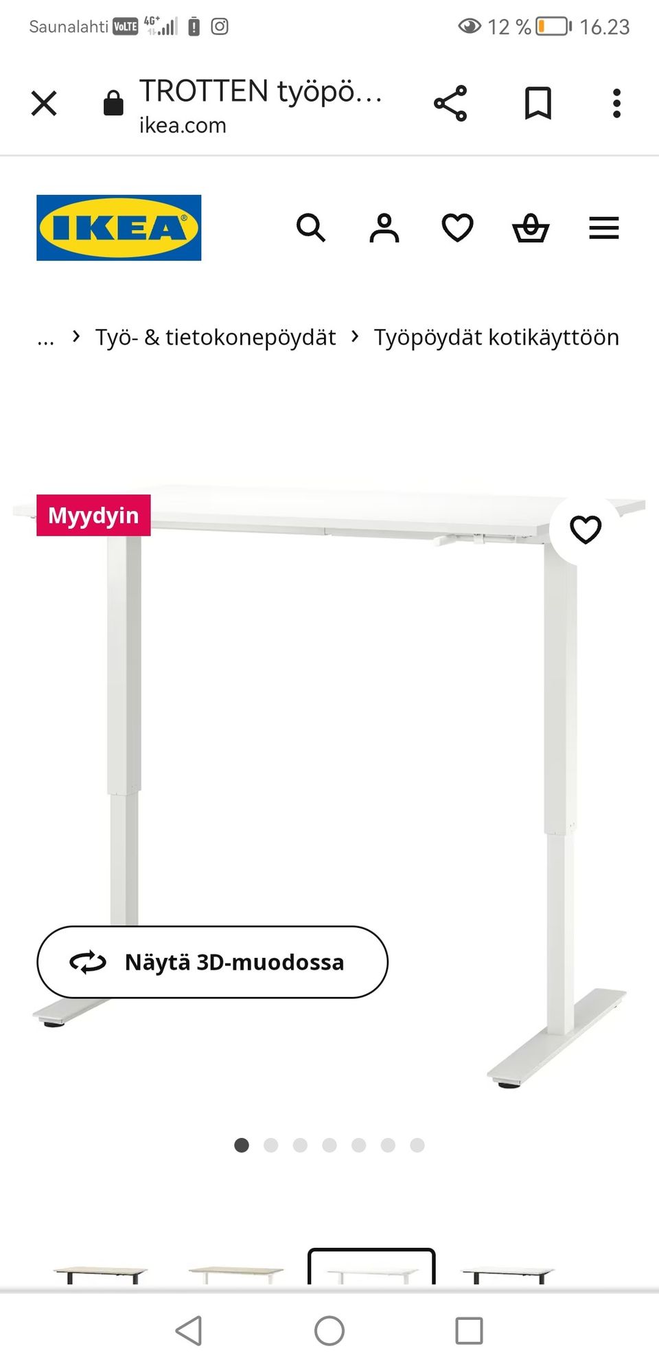 Ikea säädettävä työpöytä