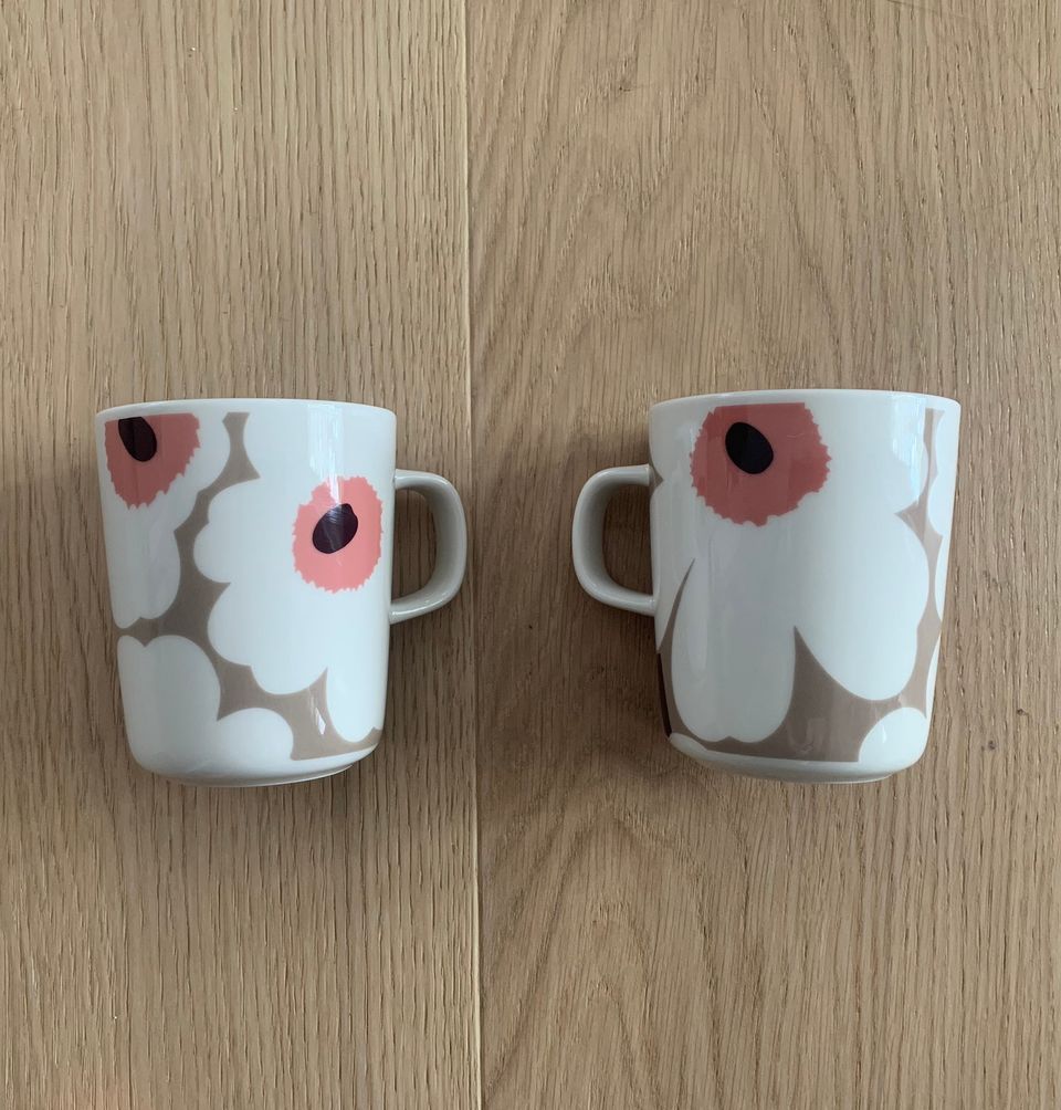 Marimekko Unikko muki beige/pinkki 2.5dl 2 kpl