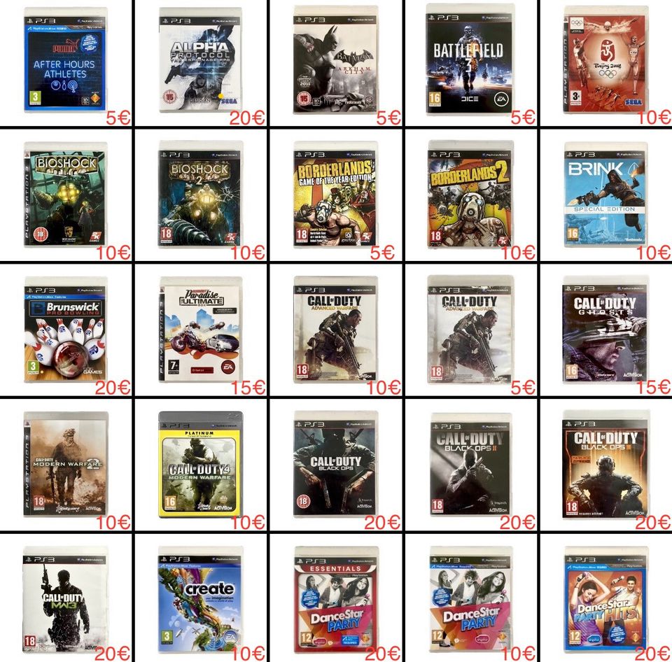 Suuri määrä Playstation 3 (PS3) pelejä (katso kuvat)