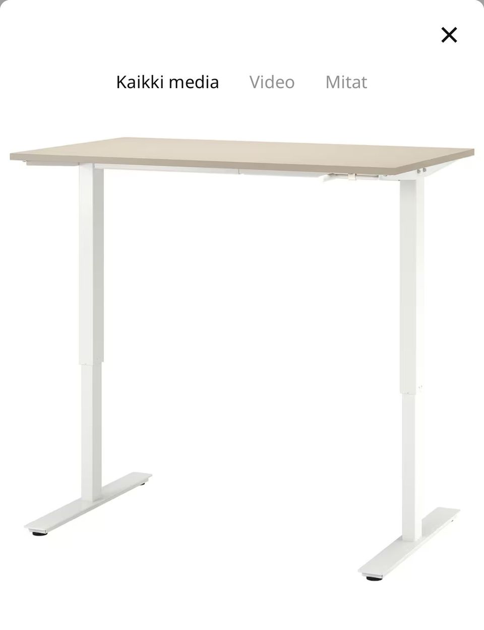 Ikean Trotten säädettävä työpöytä beige/valkoinen