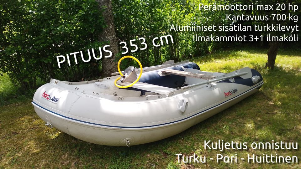 Kumivene HonWave 3.5m - loistava vesille ja kalastukseen