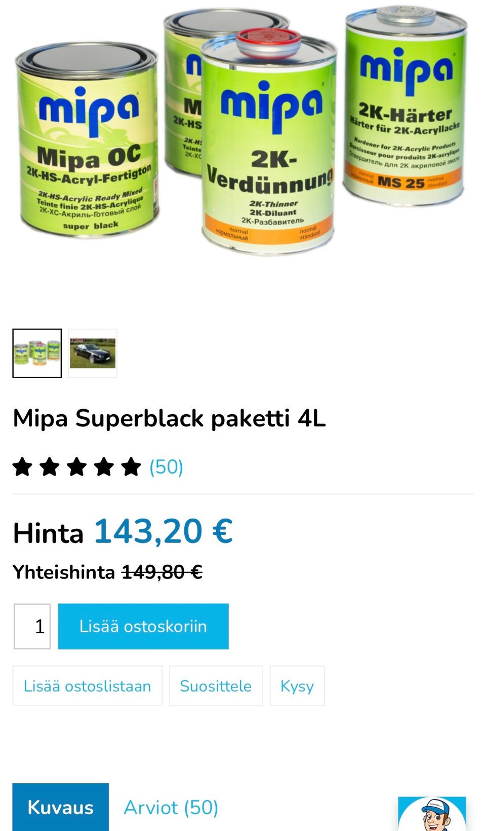 Mipa Super black maalipaketti