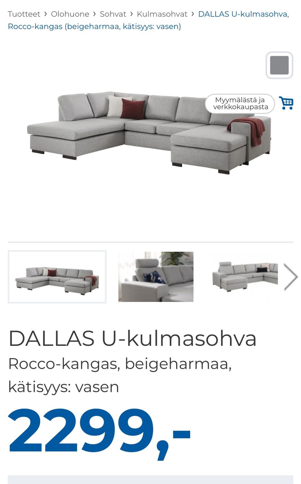 Dallas U-kulmasohva