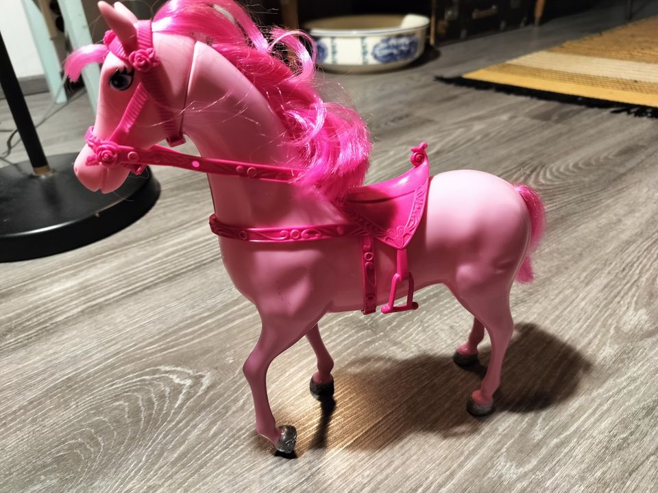 Pinkki heppa Barbielle