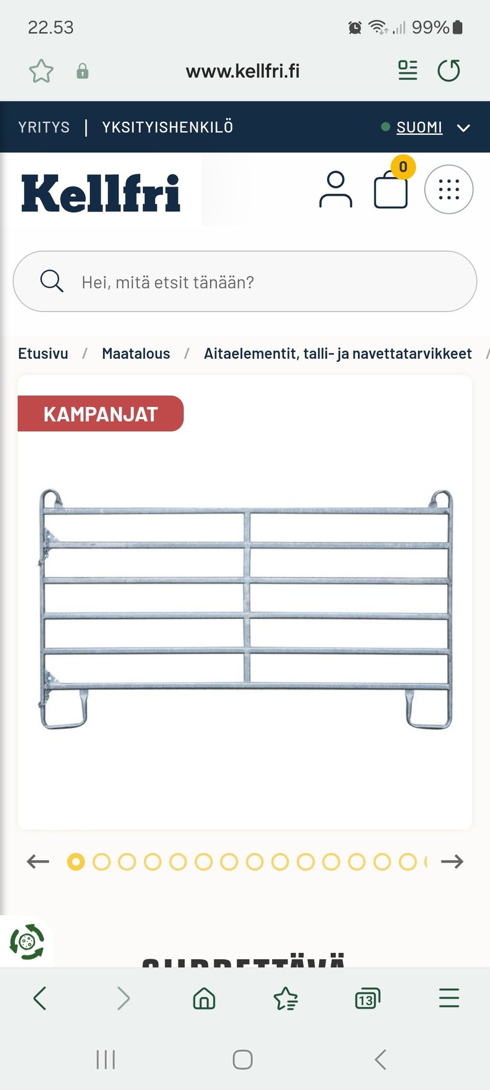 AITAELEMENTTI JALUSKAARELLA, KELLFRI