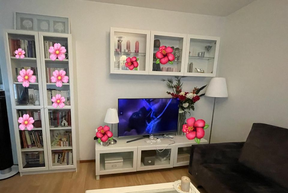 TV table, wall unit & book shelves