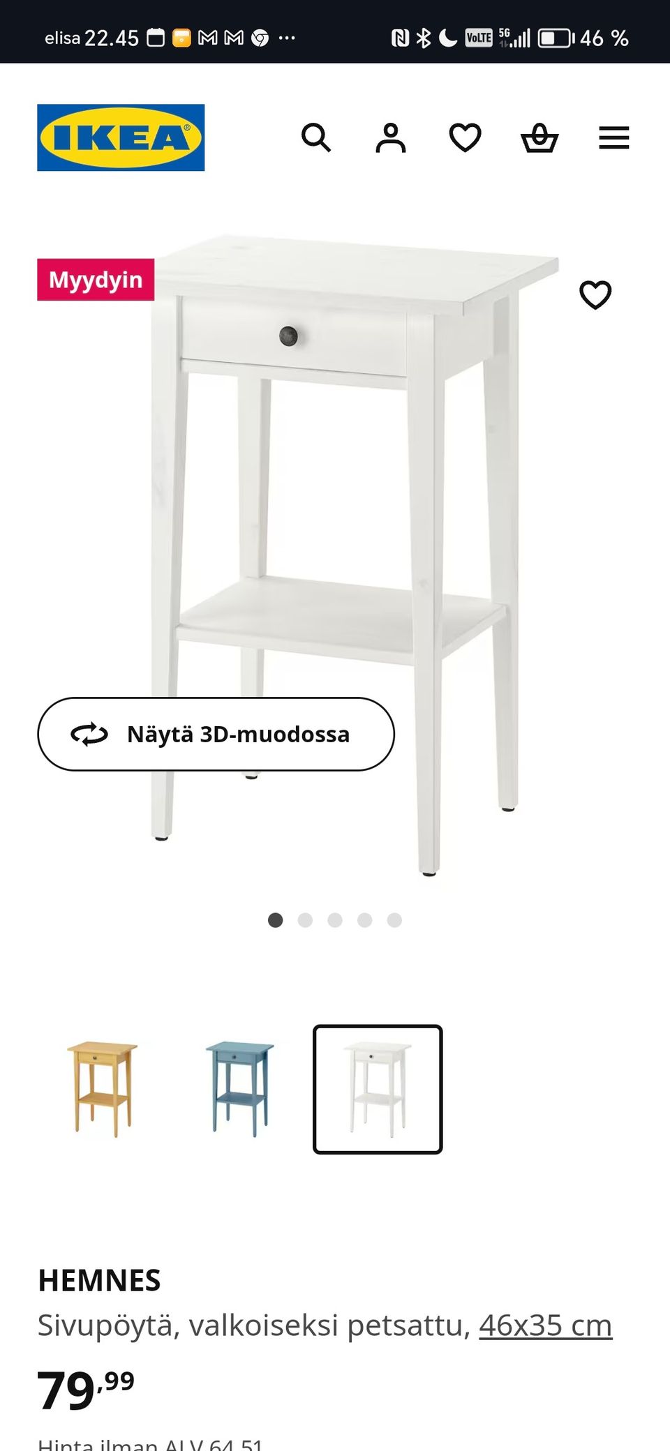 Ikean Hemnes yöpöydät