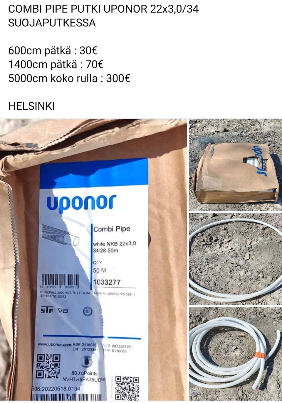 COMBI PIPE PUTKI UPONOR 22 X 3,0 / 34 SUOJAPUTKESSA