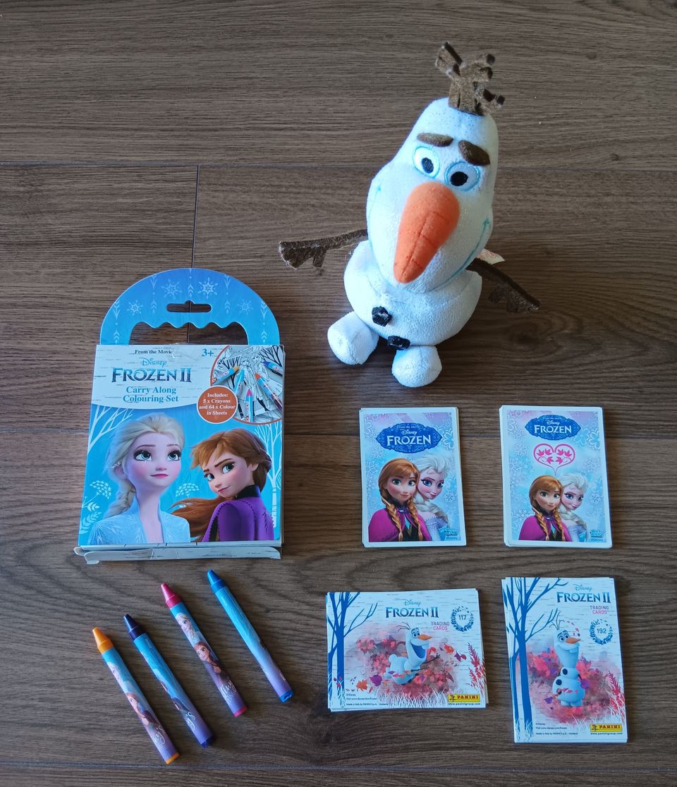 Frozen lumiukko, värityskirja ja kortit