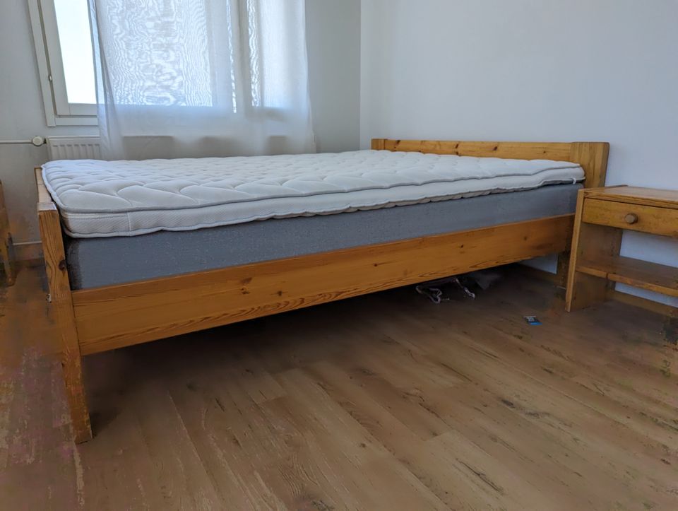 Wooden frame bed