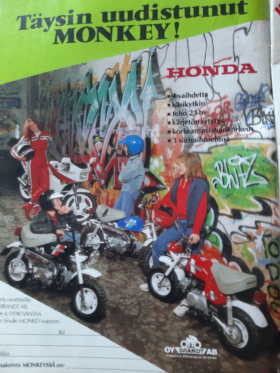 Honda monkey & PV Suzuki mainos/Suosikki lehti 1987 3kpl
