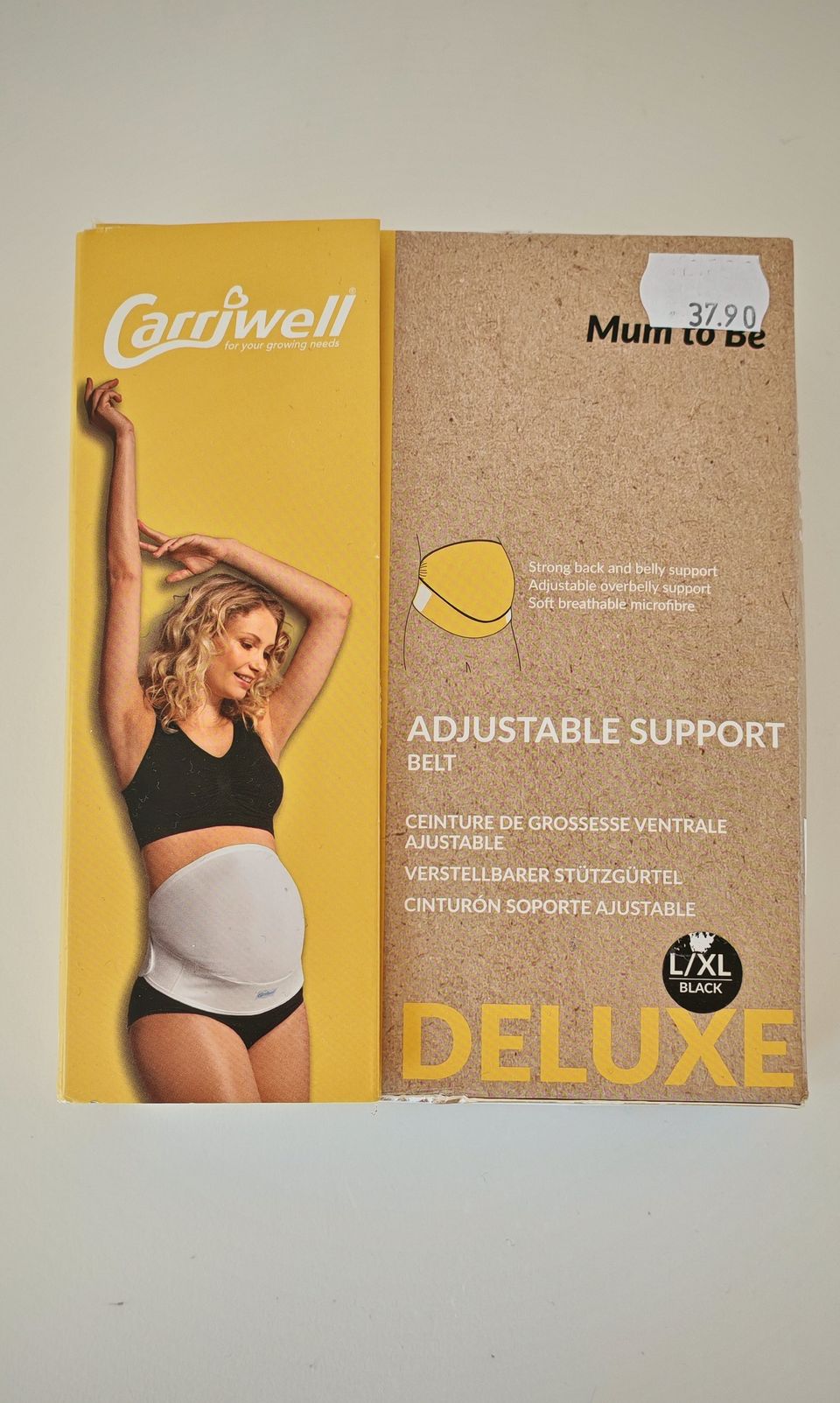 Carriwell Adjustable Support Belt -tukivyö, musta, koko L/XL