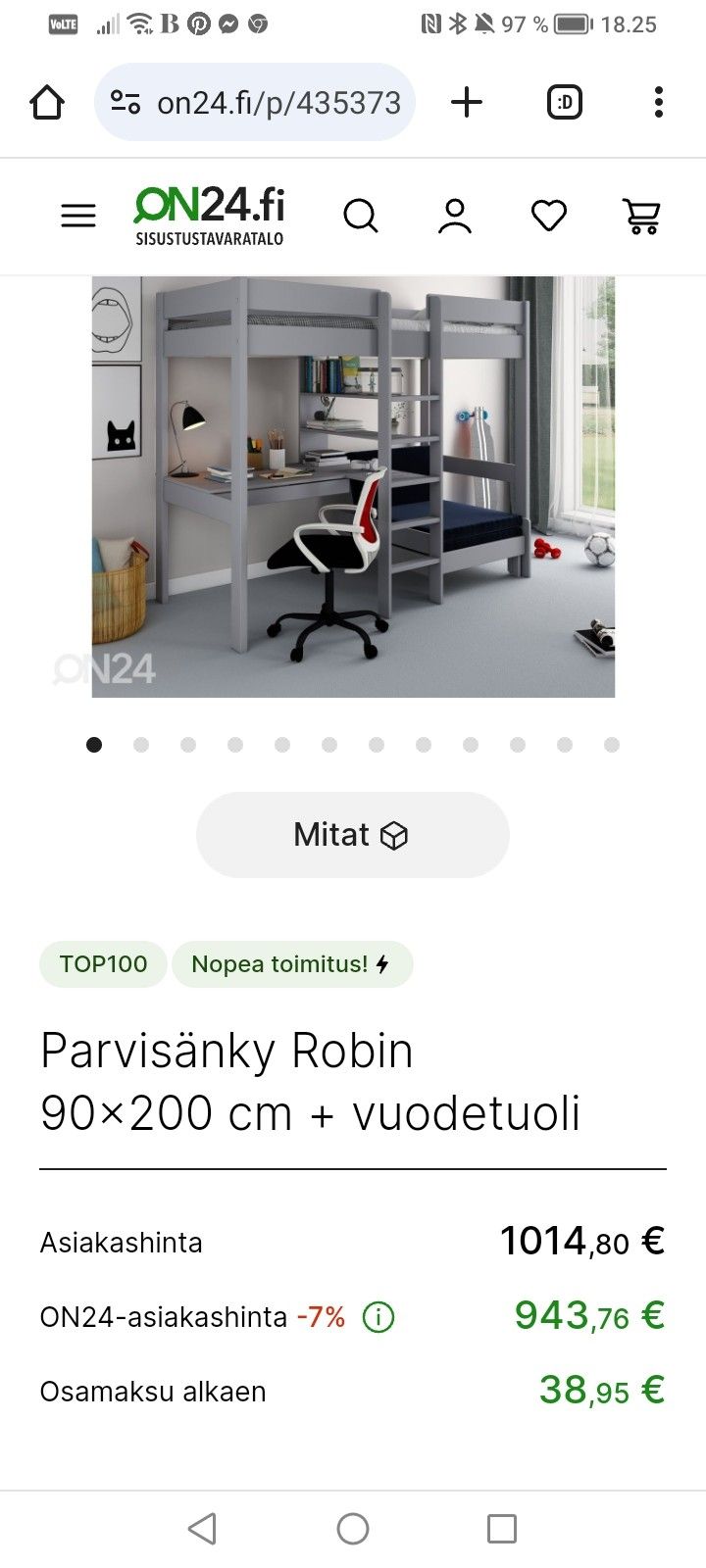 Lasten ja nuorten parvisänky