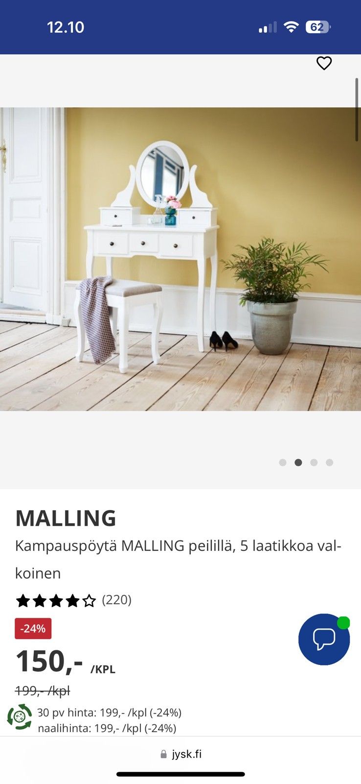 Jysk Malling meikkipöytä