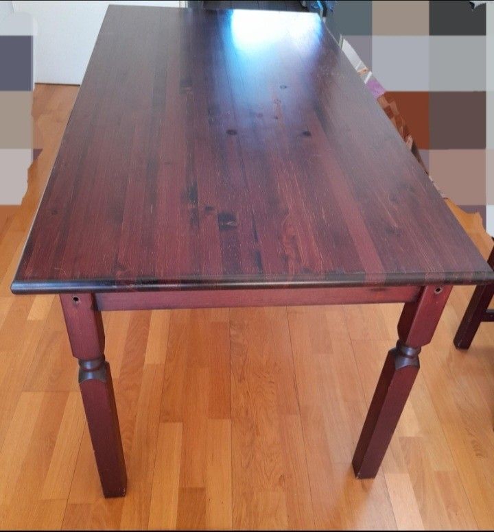 Ruokapöytä + 7 tuoli ruskea mänty