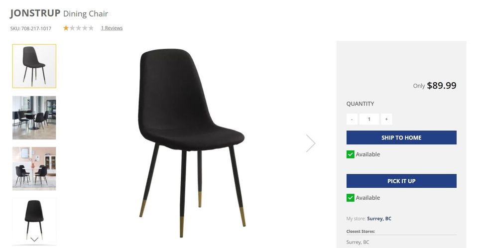 Dining chair JONSTRUP Black/Gold
