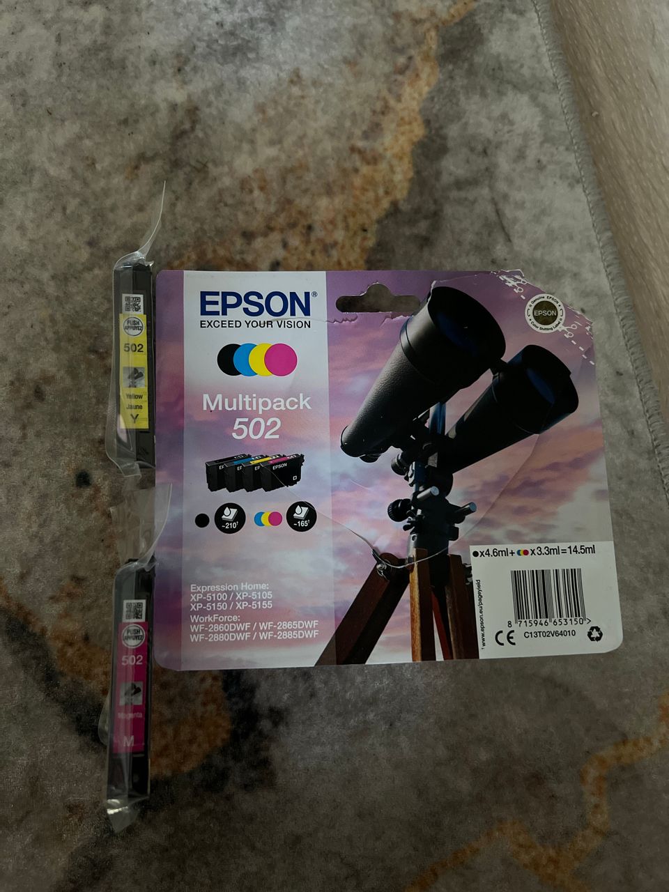 EPSON mustekasetit 502 Y & M (ei mustaa ja sinistä)