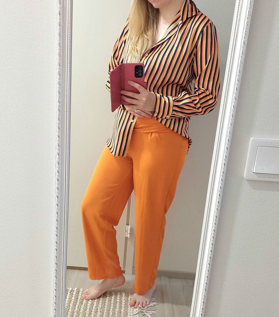 Zara oversize oranssi raitapaita M