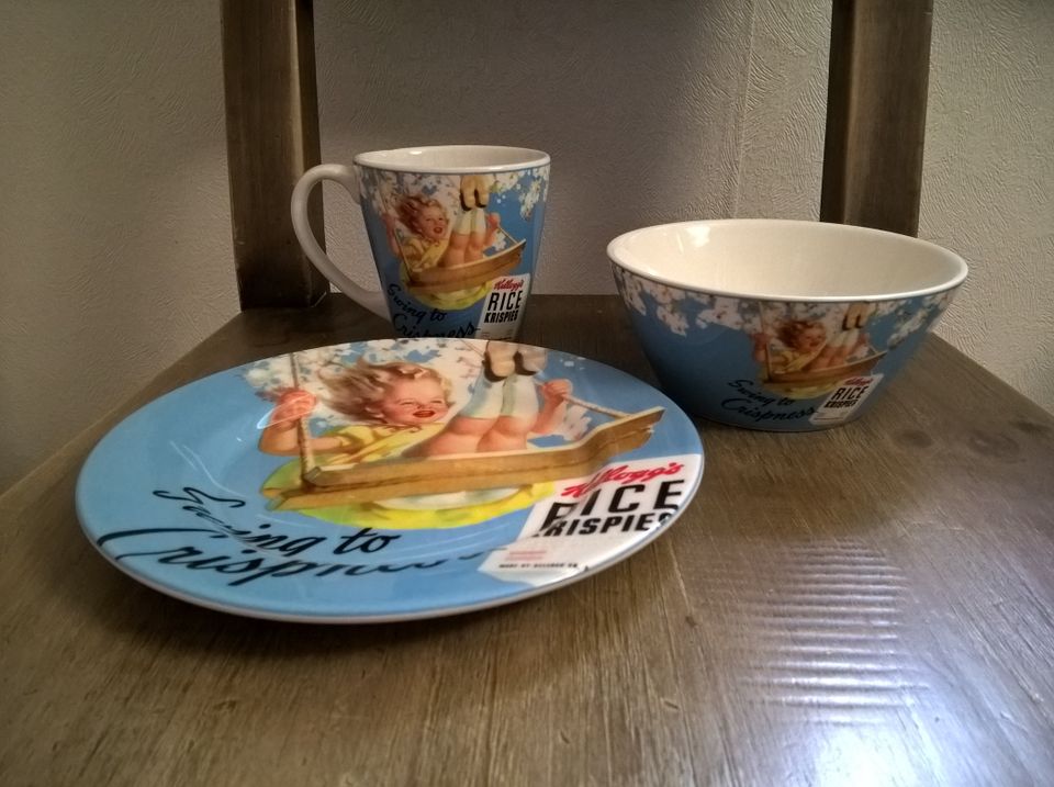 Uudet Kellogg's Corn Flakes vintage muki ja kulho (sininen)