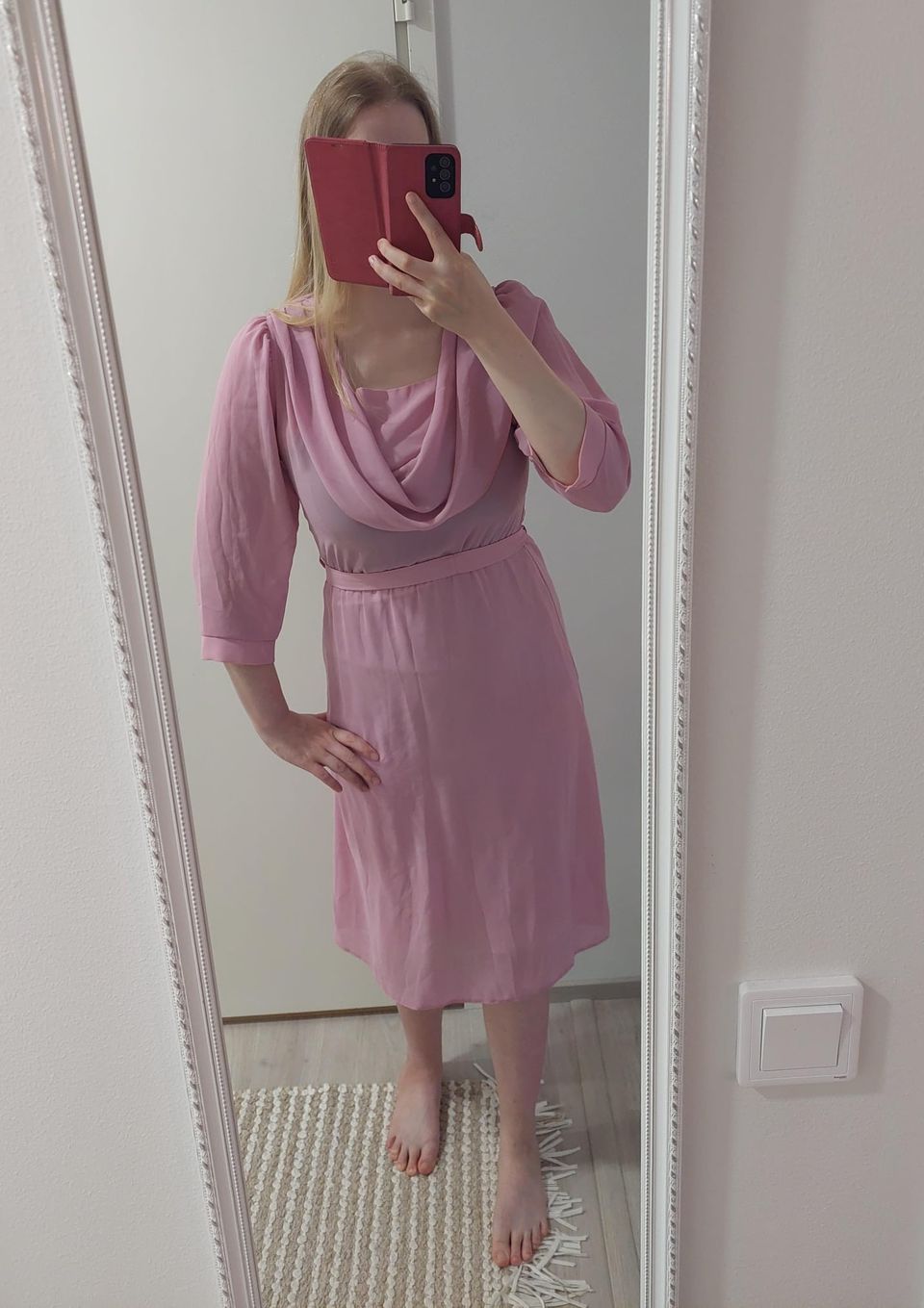 Vaaleanpunainen Vintage mekko  XS/S.