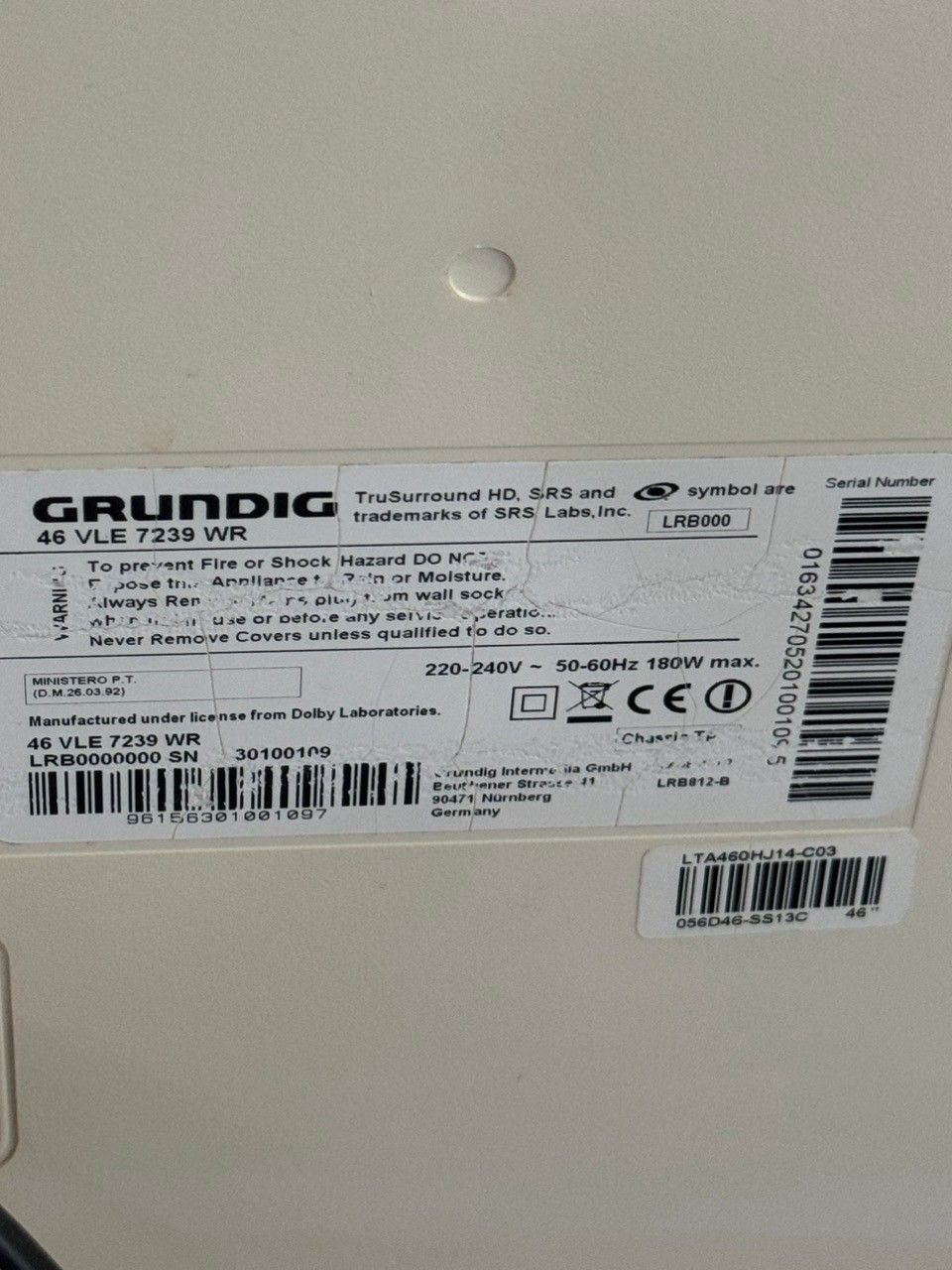 Grundig 46 vle 7239 wr