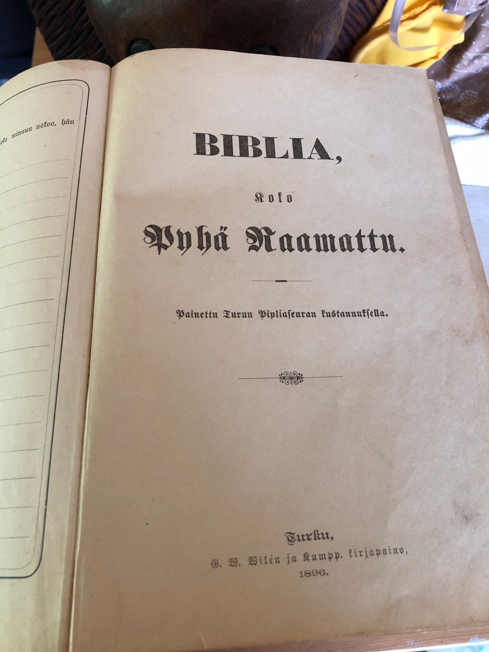 Vanha raamattu Biblia 1896