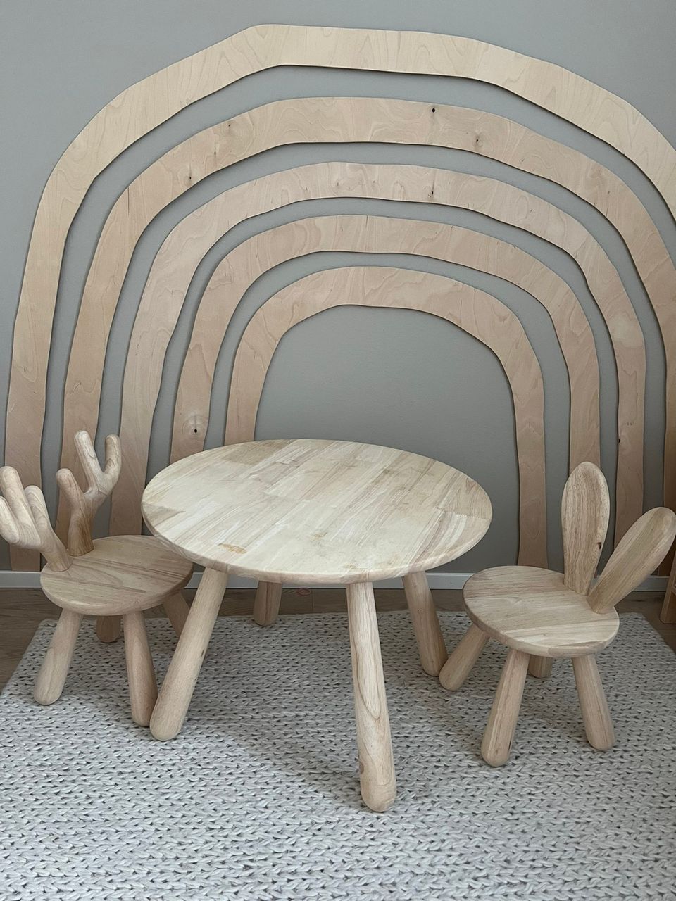 Minitude Usva natural pöytä + 2 tuolia