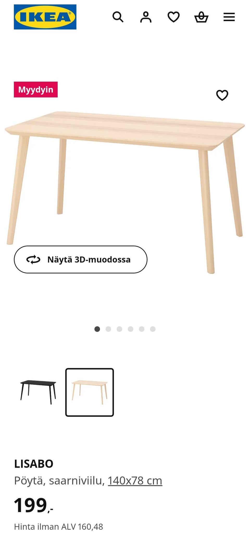 Ikea Lisabo ruokapöytä