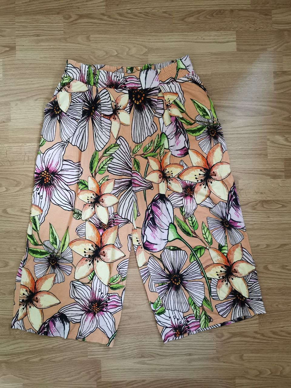 Blaa kukalliset Culottes housut xl