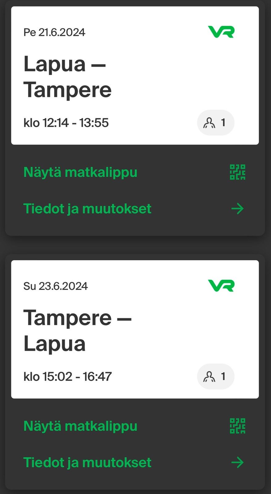 JUNALIPPU Lapua-Tampere-Lapua