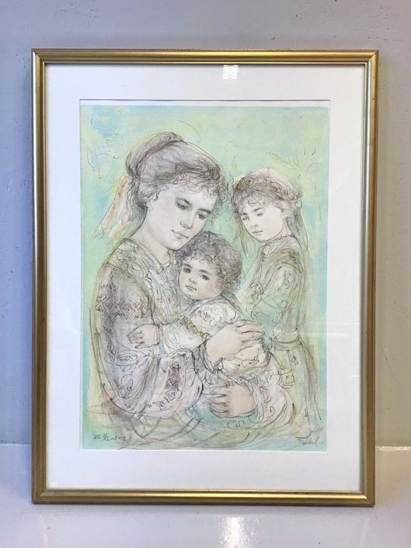 Taulu litografia  mother and children  Edna
