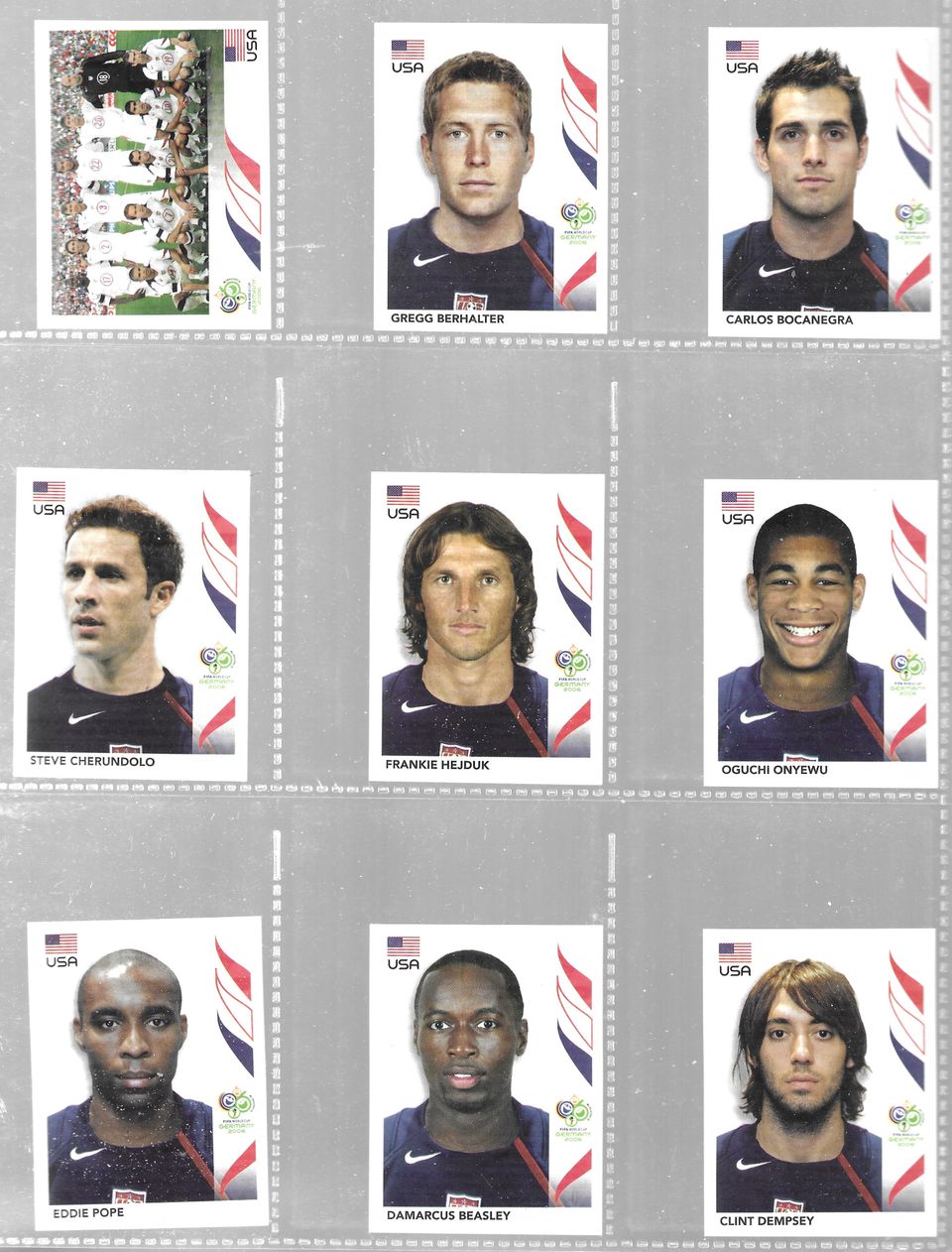 Panini stickers FIFA 2006 Usan pelaajia.