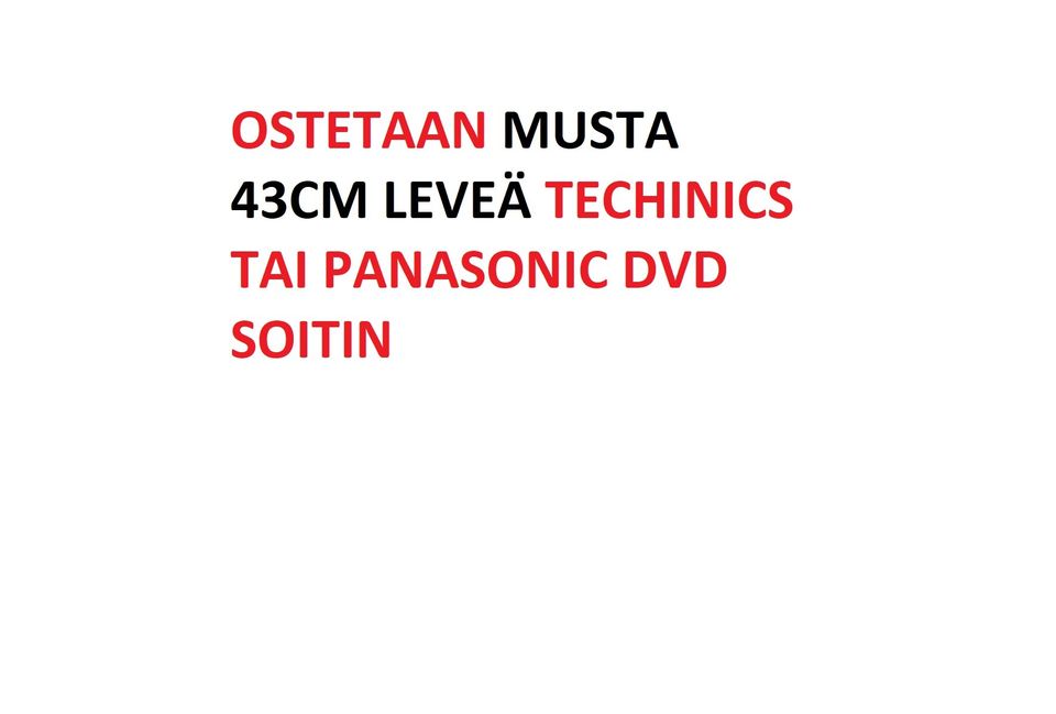 Musta Technics tai Panasonic 43cm leveä DVD-soitin