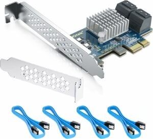 10GTEK PCIE X1 TO 4 X SATA ADAPTERI, 6GBPS SATA3.0, LISÄKORTTI