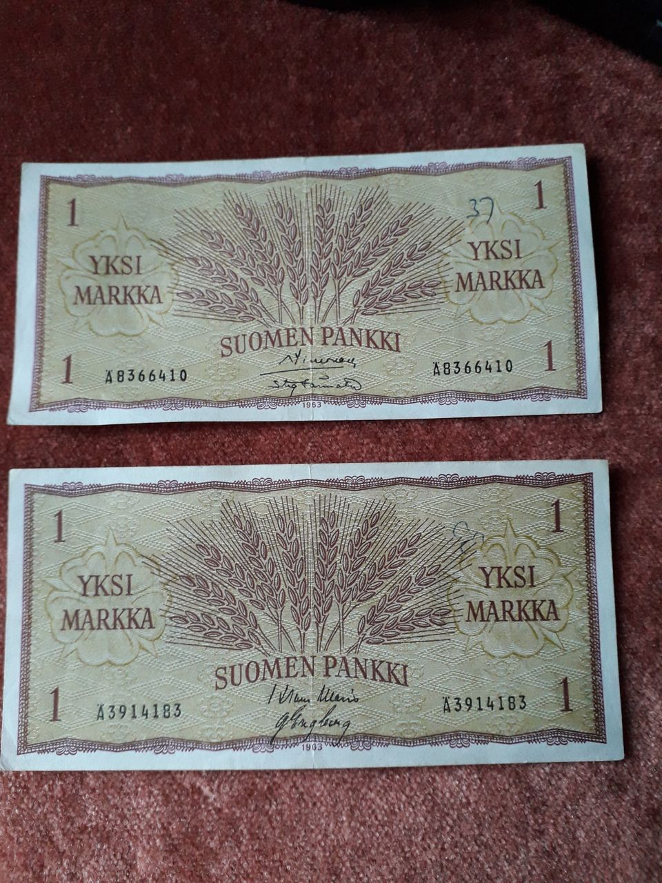 1 markka Suomi seteli 1963