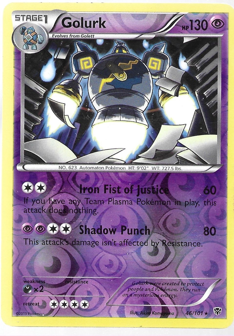 Pokemon Golurk 47/101 2013 Holo.