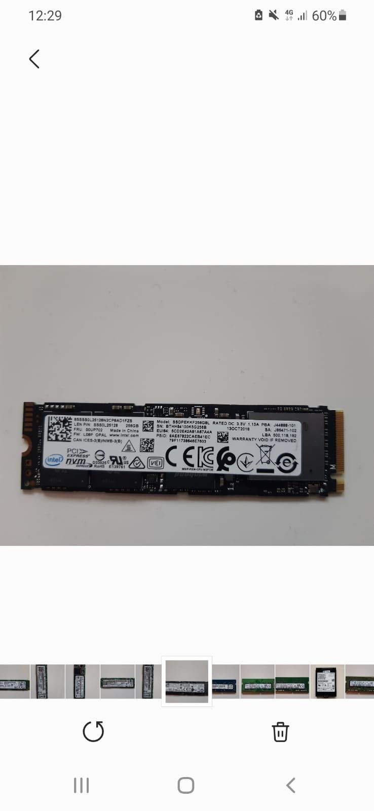 Intel SSD Hard Disk 256GB PCIe-NVMe SSD, 2280 M.2, SSDPEKKF256G8L