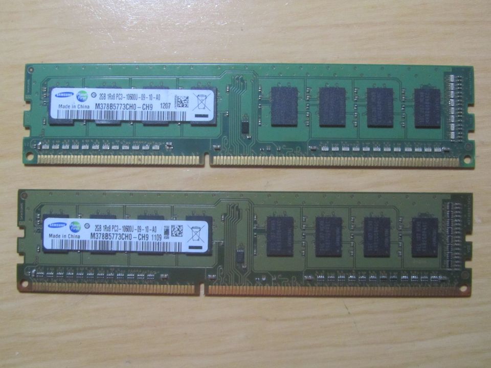 Pöytäkoneen muistia 2x 2 GB DDR3 PC3-10600-1333MHz, Samsung