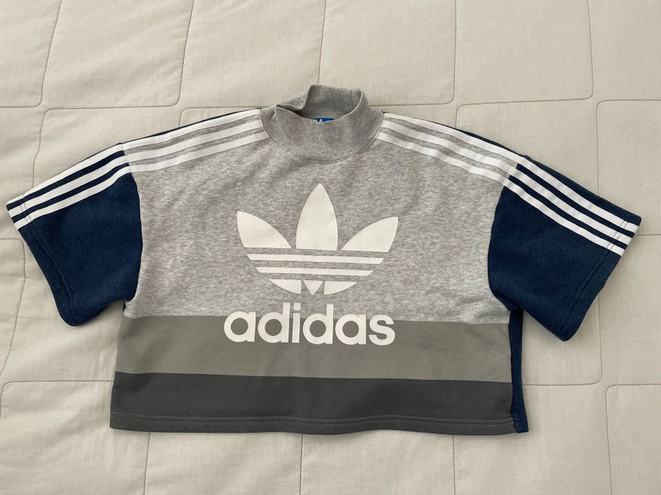 Adidas lyhythihainen löysä crop college kilpikonnakauluksella