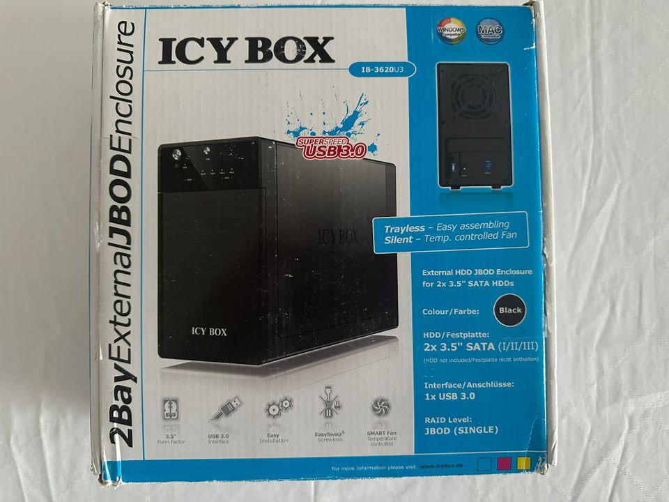 Icybox usb3 + 2x4tb levyä