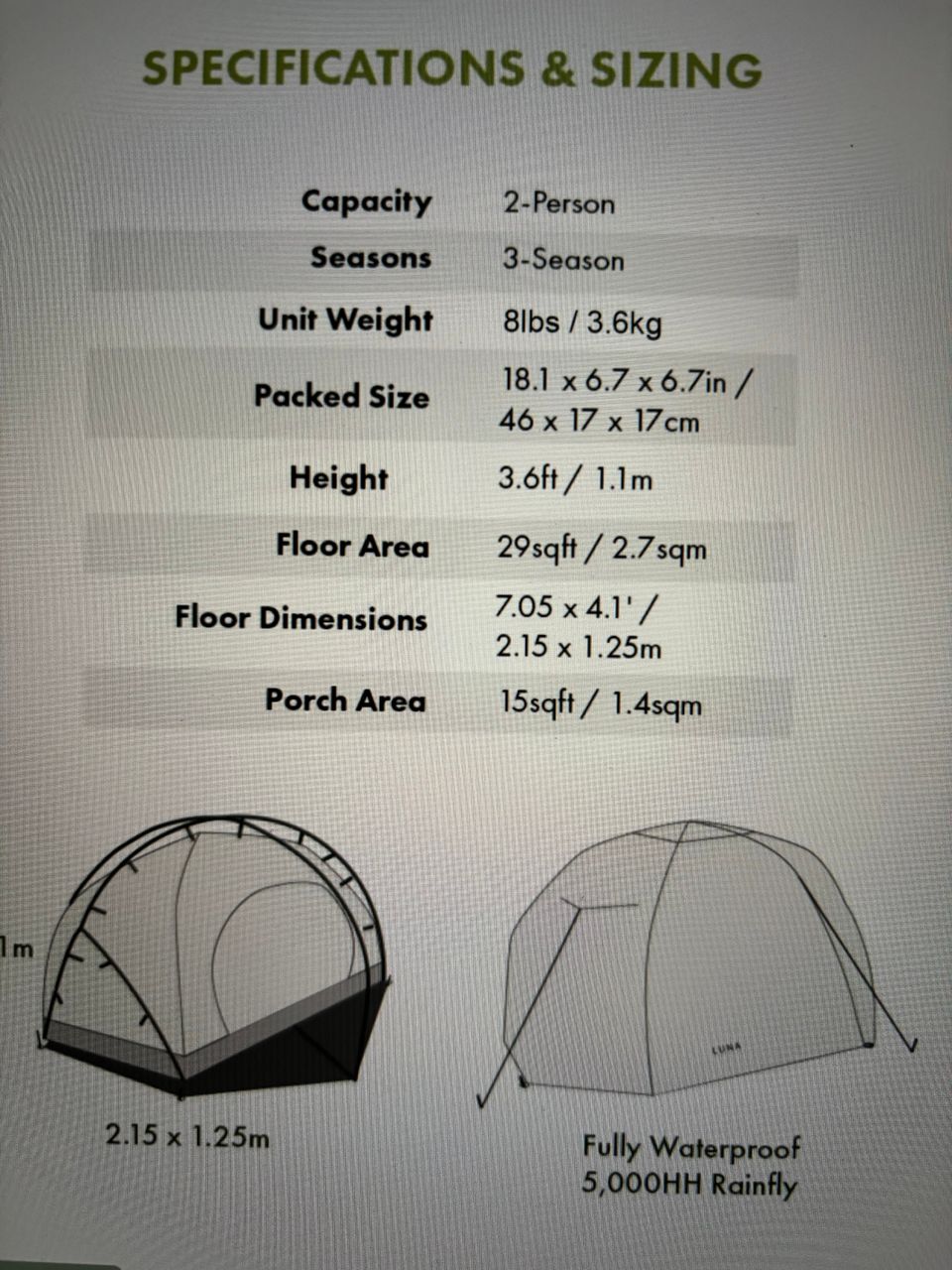 M: Tentsille Luna 2-hengen teltta
